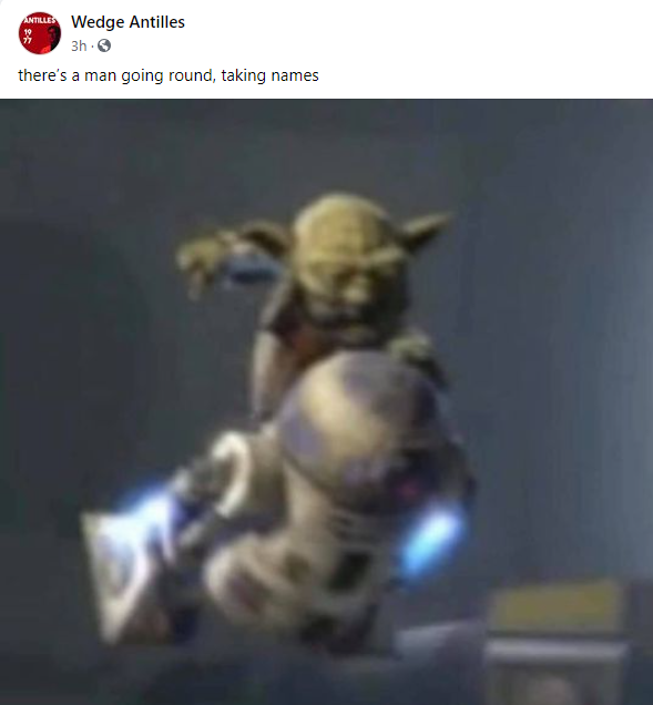 The meme is a screenshot of a Star Wars character (Darth Vader) from the movie "Star Wars: The Force Awakens" (2015) with a caption: "In 2-3 sentences, describe this meme for someone who cannot see it."